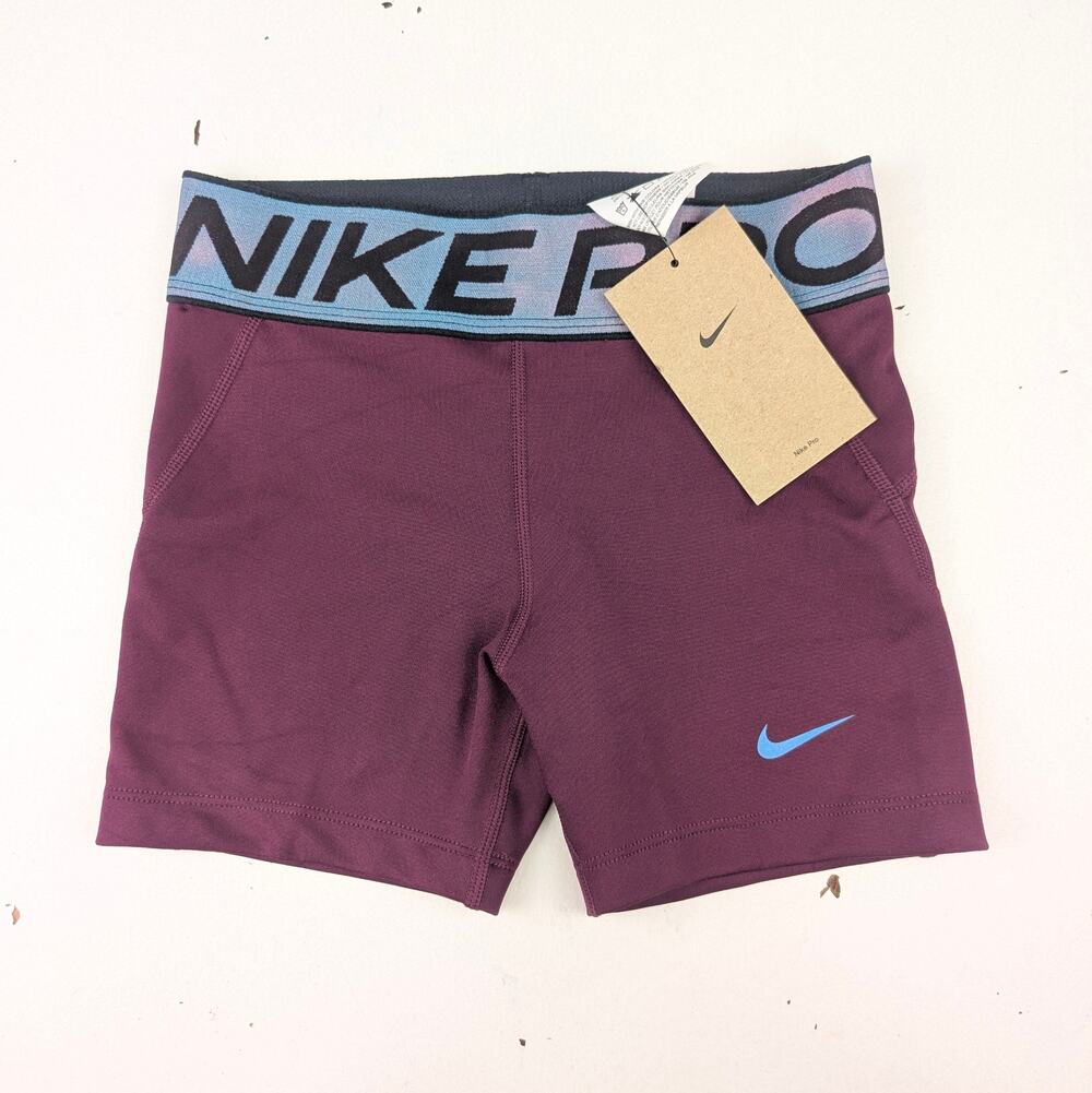 Nike Pro Girl's Small 3" Bike Shorts - Bourdeaux
